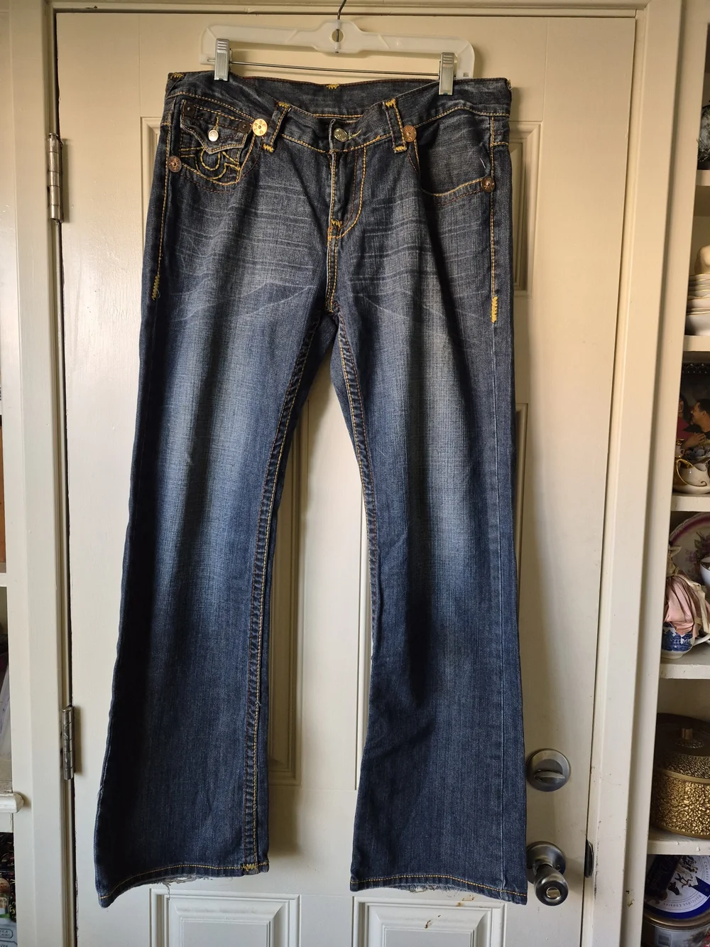 True Religion men's Mid-Rise Dark Blue Denim Jeans